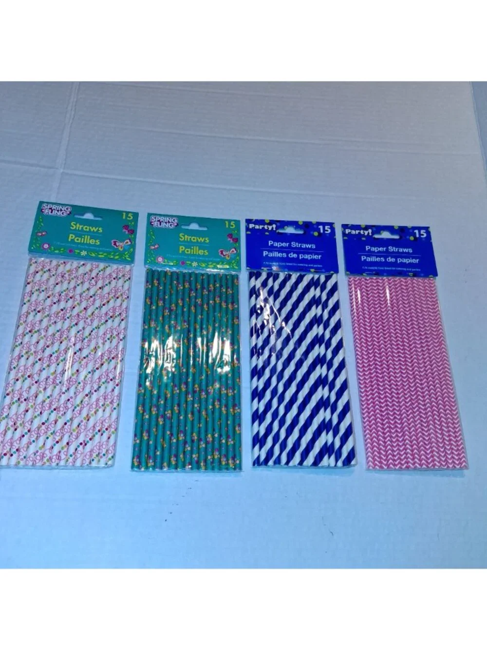 60-Assorted Paper Straws in Spring & Party Designs Eco-Friendly Disposable Drink
